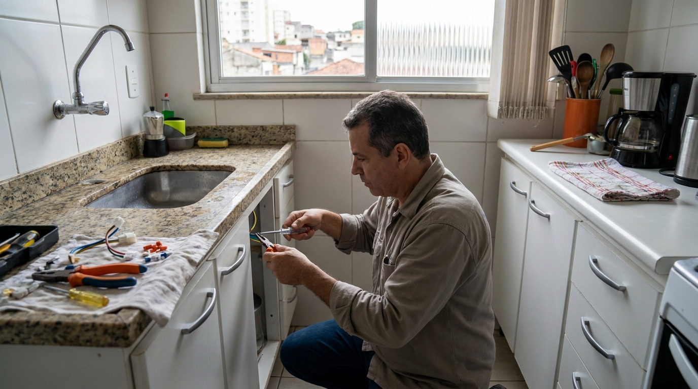 Eletricista instalando torneira eletrica em Curitiba‑PR