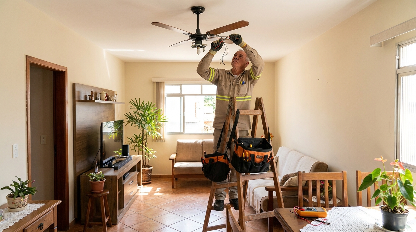Montagem de ventilador de teto em Curitiba‑PR